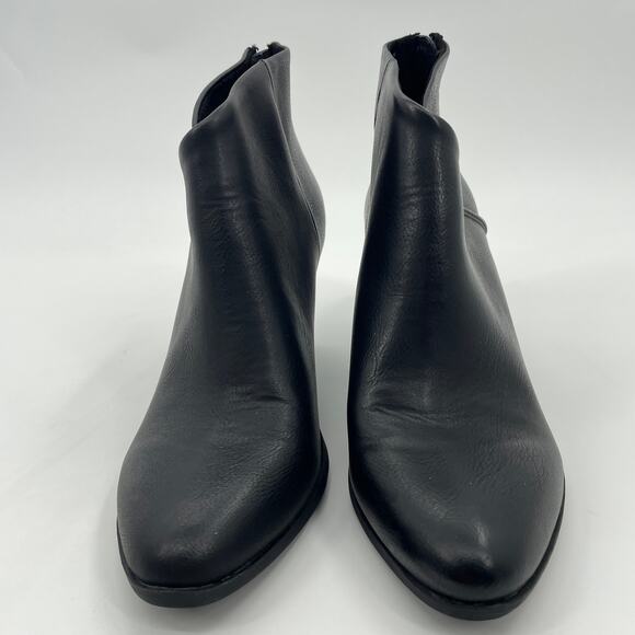 BOC Faux Leather Black Booties Womens Size 7 Back Zip 3 Inch Heel - Picture 1 of 9